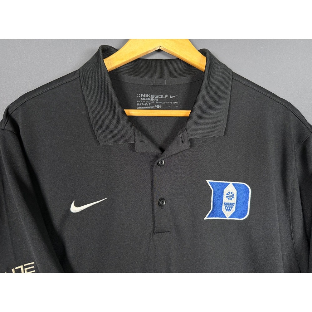 Nike Golf Duke Blue Devils Elite Polo Shirt Mens Large Black Dri-FIT Basketball